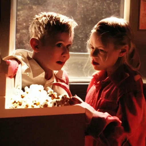 Image similar to children of the popcorn Hollywood horror film movie still.