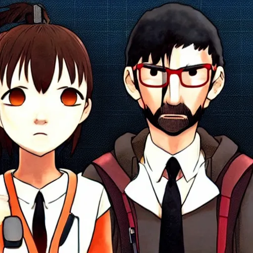 Image similar to lain iwakura and gordon freeman, HD, 4K