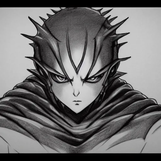 Image similar to sketch of femto from the anime berserk, style of kentaro miura, black and white sketch, trending on artstation