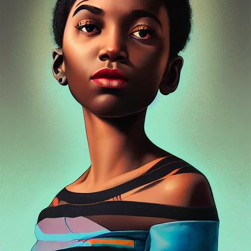 Image similar to Stockholm city portrait, black girl, Pixar style, by Tristan Eaton Stanley Artgerm and Tom Bagshaw.