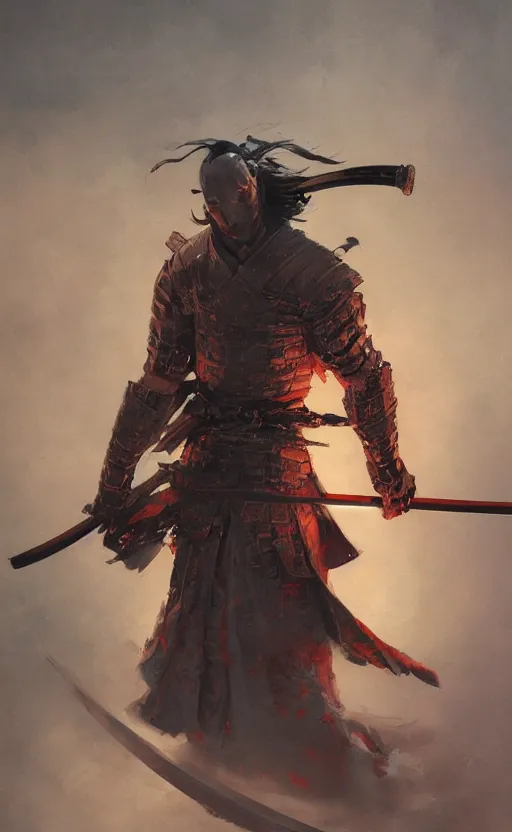 Image similar to samurai flaming katana, front game card, drark, marvel comics, dark, intricate, highly detailed, smooth, artstation, digital illustration by ruan jia and mandy jurgens and artgerm and wayne barlowe and greg rutkowski and zdislav beksinski