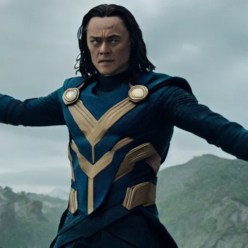 Image similar to film still of Leonardo Decaprio as Loki in Avengers Endgame