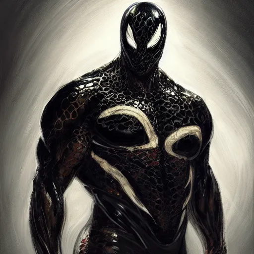 Image similar to venom the symbiote wearing gucci clothes | venom movie | cinematic lighting | award - winning | closeup portrait | by donato giancola and mandy jurgens and charlie bowater | featured on artstation | pencil sketch | sci - fi alien