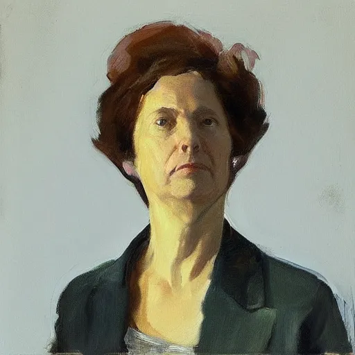 Prompt: “ portrait of rust doufded, prominent feminist activist at yale, expert in the theory of objects, serious, pensive, bright, in the style of john singer sargent ”