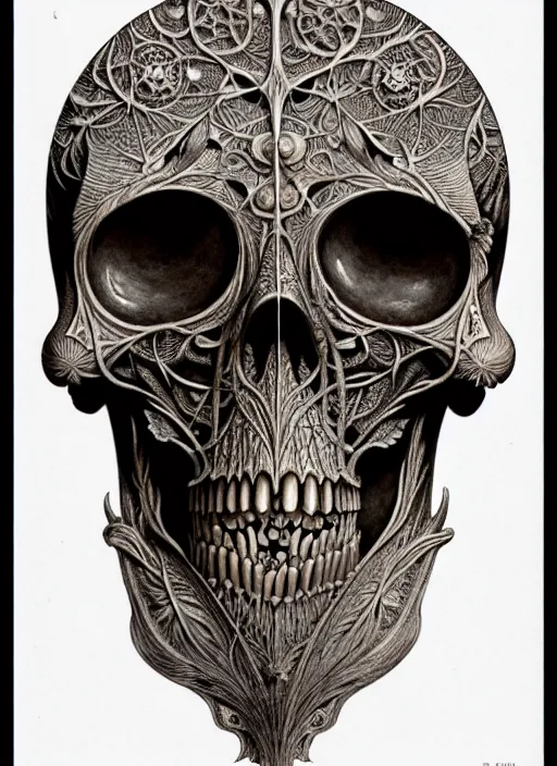 Image similar to art forms of nature by ernst haeckel, memento mori by arthur rackham, ornate antique porcelain beautiful skull mask, ultrasharp, photorealistic, hyperdetailed, octane render, polished, art nouveau, neo - gothic, gothic, intricate ornamental organic filigree, art nouveau botanicals, art forms of nature by ernst haeckel, horizontal symmetry, symbolist, visionary