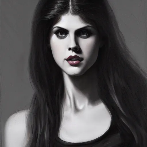 Prompt: ultra realistic portrait painting of alexandra daddario, art by frank frazetta, 4 k, ultra realistic, highly detailed, epic lighting