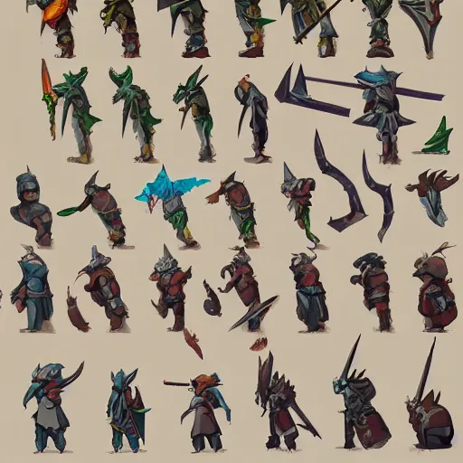 Prompt: swords, game assets, sprite sheet, rpg swords, tabletop game props, full page grid sprite sheet, game assets, asset sheet, sprite sheet, in the style of ArtGerm, Andreas Rocha, Atey Ghailan, Arkhip Kuindzhi