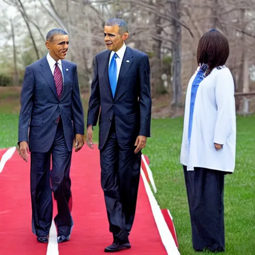 Prompt: Barack Obama wears a Trump wig