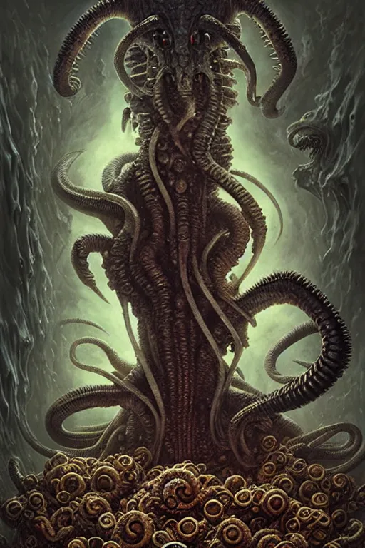 Image similar to elder god cereal by anna podedworna, ayami kojima, greg rutkowski, giger, maxim verehin