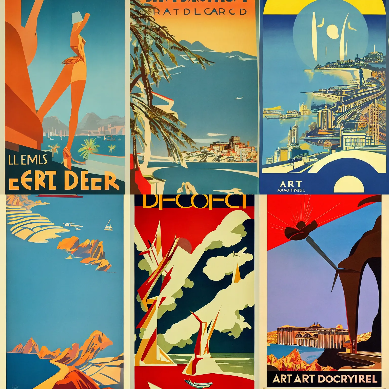 Prompt: art deco travel poster from 1947