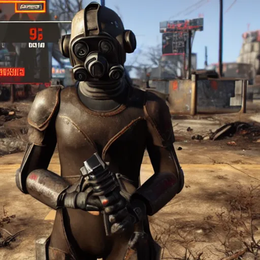 Prompt: in-game footage of Tim Pool in T-51 power armor in Fallout 4