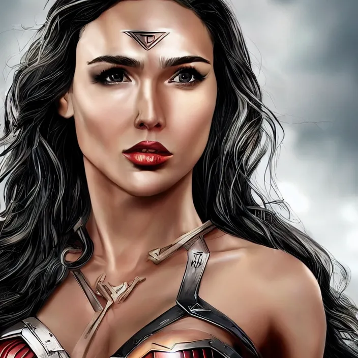 Image similar to picture of bimbofication of gal gadot, trending on deviantart, highly detailed, 4 kuhd