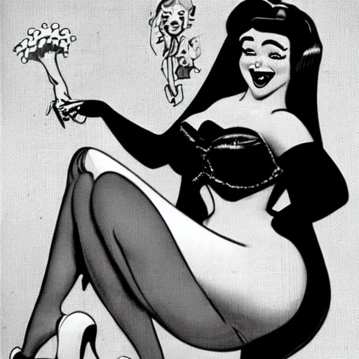 Image similar to shrek as a pinup girl, 1960 commercial