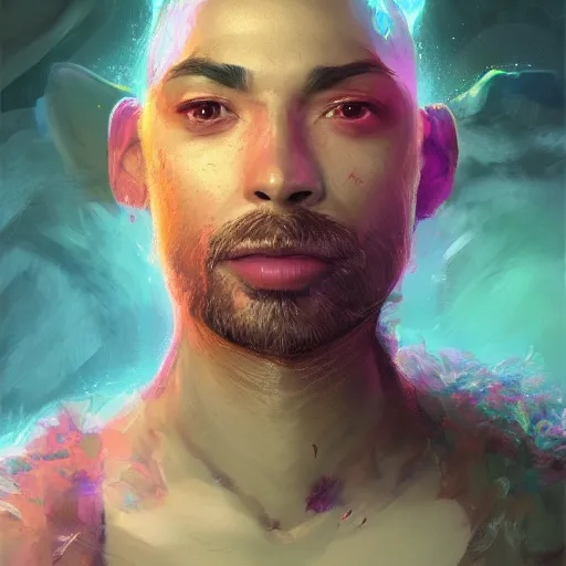 Image similar to Portrait of huggy wuggy from poppy playtime video game, fullbody, ultra high detailed, glowing lights, oil painting, Greg Rutkowski, Charlie Bowater, Beeple, unreal 5, DAZ, hyperrealistic, octane render, RPG portrait, dynamic lighting, fantasy art, beautiful face