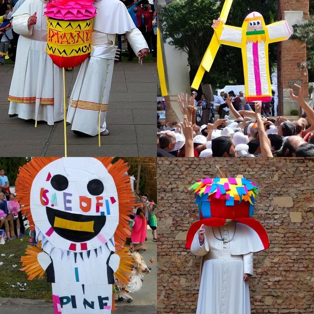 Prompt: Pope piñata