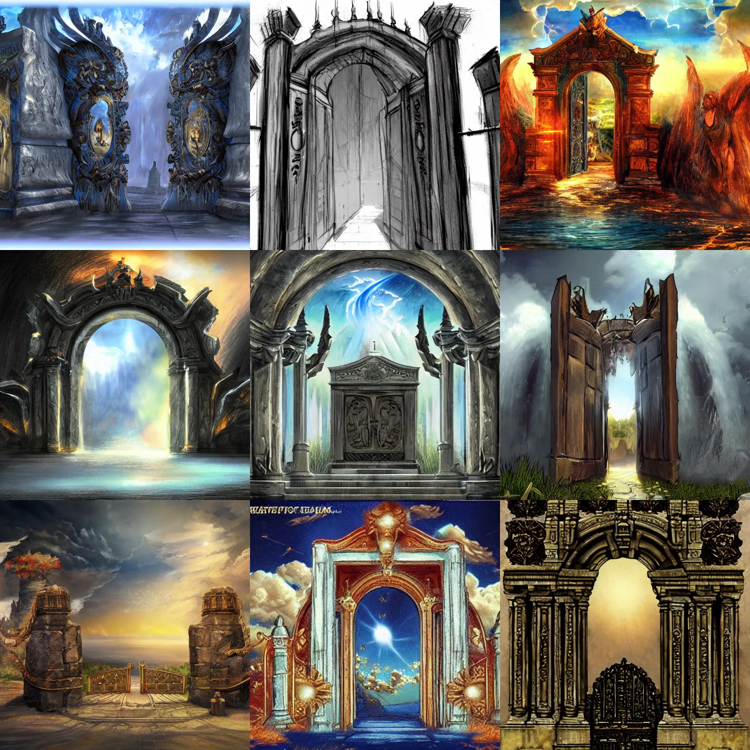 Prompt: the gates of heaven. concept art.