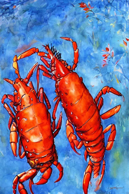 Prompt: giant lobsters by jerry pinkney