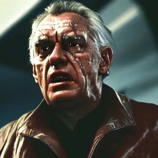 Prompt: Miloš Zeman as terminator, movie still, 4k