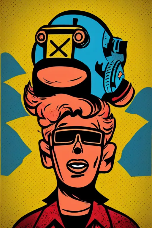 Image similar to fallout 7 6 retro futurist illustration art by butcher billy, sticker, colorful, illustration, highly detailed, simple, smooth and clean vector curves, no jagged lines, vector art, smooth andy warhol style