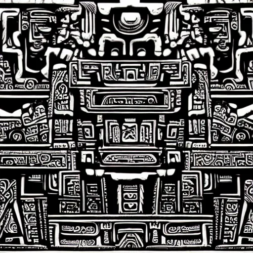 Image similar to Mayan temples merged with cyberpunk futuristic aesthetic 4k highly detailed intricate engravings of esoteric symbols written on the temple