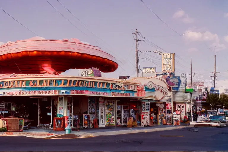 Image similar to 2 0 1 5 giant crab terrorizing a city, googie architecture, americana, fishcore, exterior photography, hd 8 k, photography cinestill