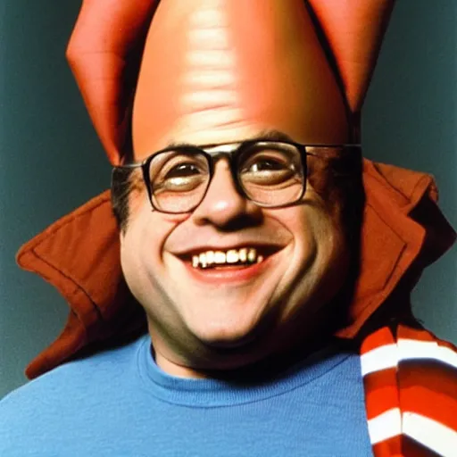 Prompt: Danny DeVito conehead, 1980s children show