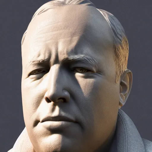 Prompt: Statue of Alex Jones, highly detailed, octane render, 4k, soft light, studio photograph