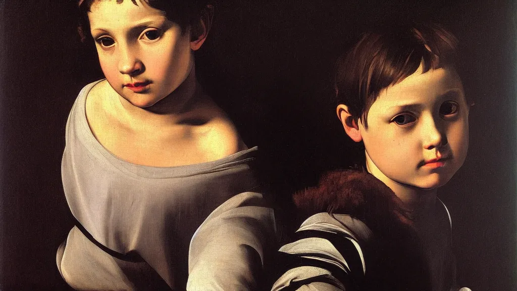Prompt: A decent young girl portrait by Caravaggio.