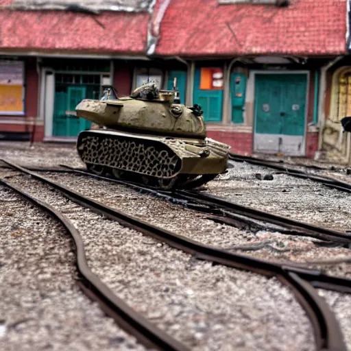 Prompt: nat geo photograph of eastern european town war ridden, 3 7 mm, dlr.