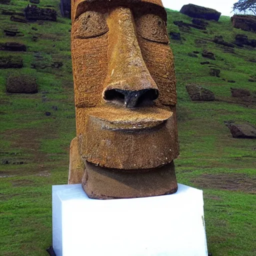 prompthunt: gigachad face as an Easter island head