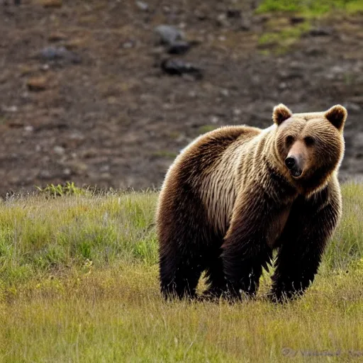 Prompt: a bearded standing grizzly bear