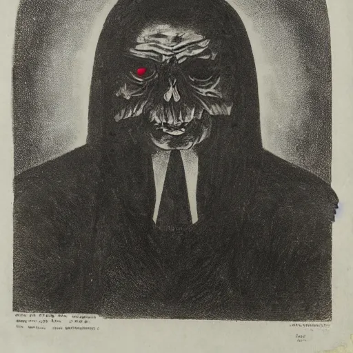 Image similar to portrait of alexander abdulov, with a red eyes, satanic body, head of old man, in blood of sinners, hellish style