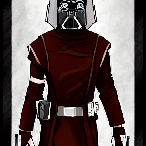 Image similar to Luke Skywalker evil, in an inquisitor uniform, red lightsaber, Death Star hallway, trending on artstation, by tony santiago