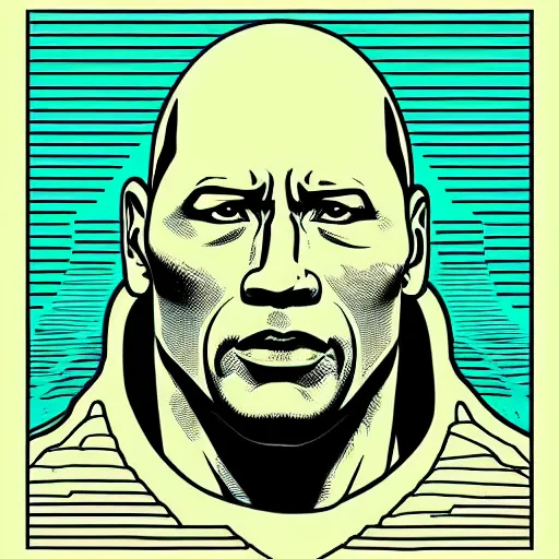 Image similar to “ dwayne johnson retro minimalist portrait by jean giraud, moebius starwatcher comic, 8 k ”