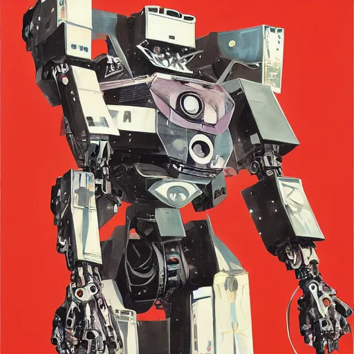 Image similar to portrait of a wired mecha robot in a sailor moon pose, oil on canvas by dave mckean and yoji shinkawa and james jean