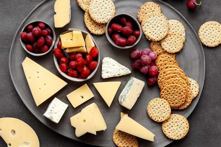 Prompt: A microscopic cheese platter with crackers