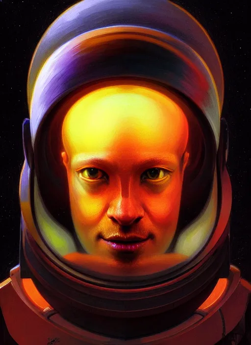 Prompt: symmetry!! rembrandt portrait of an alien astronaut, stilish, colorful, angular, highly detailed, dynamic lighting, digital art, digital painting, artstation, terence nielsen, sharp focus, illustration, art by artgerm and greg rutkowski and moebius, 8 k