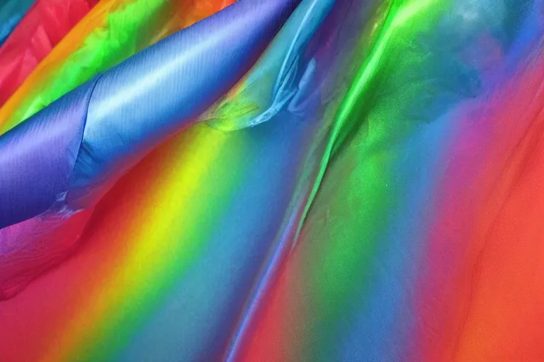 Image similar to rainbow taffeta made of mist. Photo-realistic UHDR, hyperrealism, very detailed, cinematic,