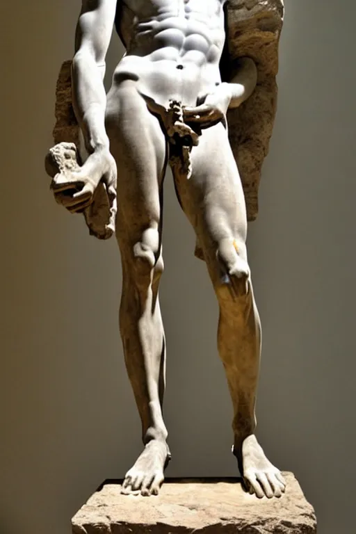 Prompt: michelangelo's david statue wearing jeans