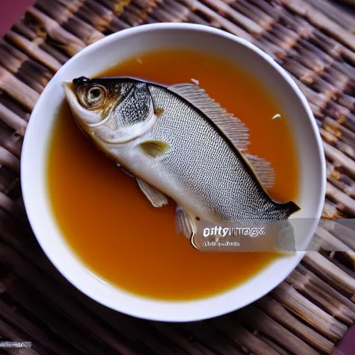 Image similar to a cup of fish tea, stock photo, food photography