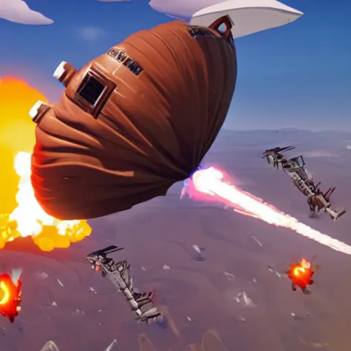 Prompt: Hindenburg disaster in Fortnite