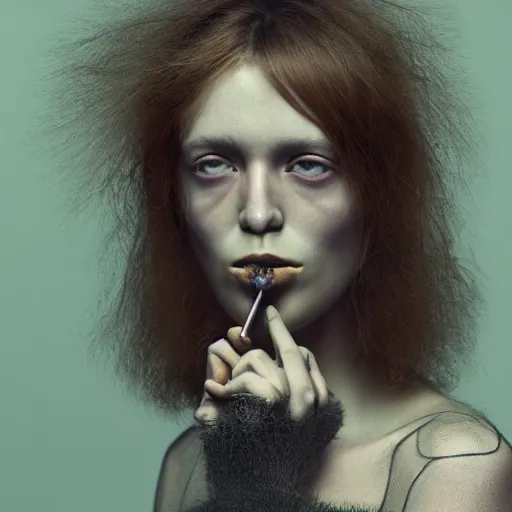 Image similar to Kodak Portra 400, 8K, soft light, volumetric lighting, highly detailed, britt marling style 3/4 , fine art portrait photography by Paolo Roversi, a Marmot smoking a cigarette, symbolic metamorphosis complex 3d render , 150 mm lens, art nouveau fashion embroidered, bust with intricate underwaters details, elegant, hyper realistic, ultra detailed, octane render, underwater soft colours, emotionally evoking, head in focus, fantasy, elegant, soft light, volumetric lighting, highly detailed, Refined, Highly Detailed, soft lighting colors scheme, fine art photography, Hyper realistic, photo realistic