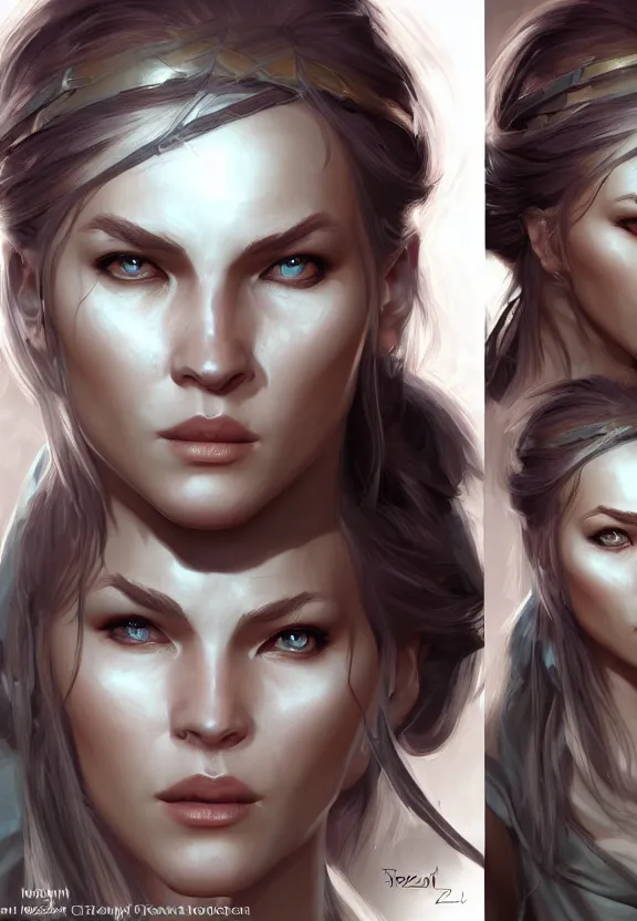 Image similar to high fantasy female character profile realistic concept art by tomasz chistowski