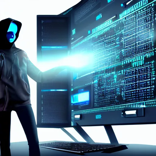 Image similar to hacker breaking into high security computer system, digital art, artstation, 3 d, 4 k