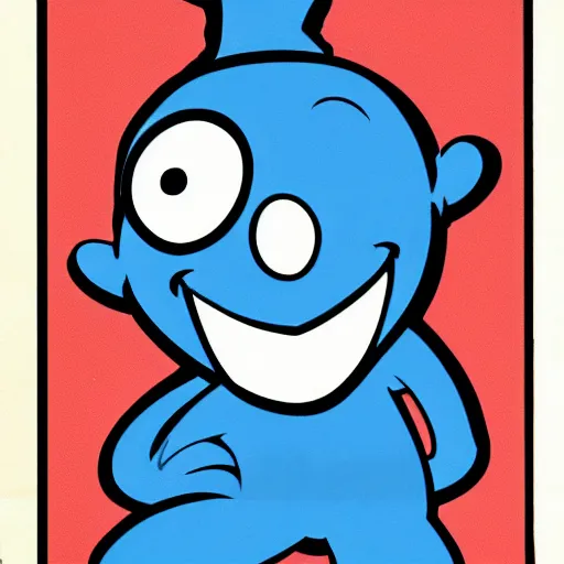 Prompt: A cartoon smurf, 1980s, flat shading, 2D