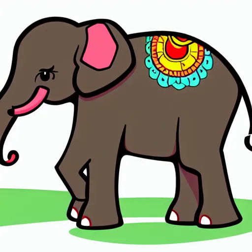 Prompt: a elephant with a bird on top of it on a green meadow, Anthropomorphized, portrait, highly detailed, colorful, illustration, smooth and clean vector curves, no jagged lines, vector art, smooth