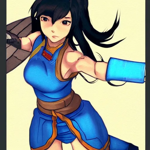 Image similar to high quality artwork of tifa lockhart dressed as korra, trending on artstartion