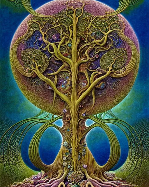 Image similar to tree of life by roger dean and andrew ferez, art forms of nature by ernst haeckel, divine chaos engine, symbolist, visionary, art nouveau, botanical fractal structures, organic, detailed, realistic, surreality