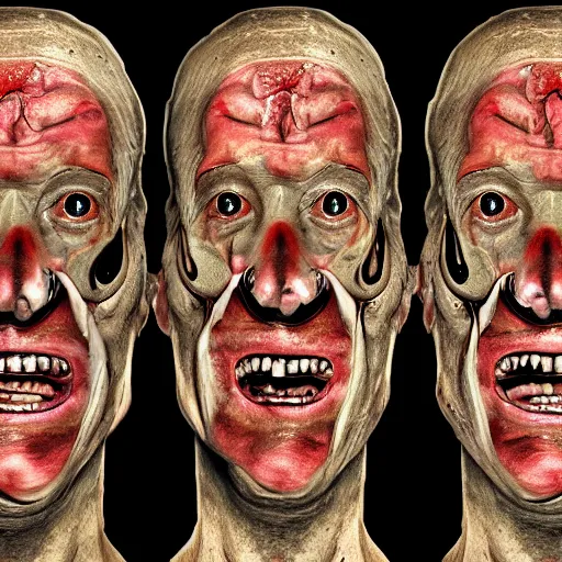 Image similar to Multiple faces all melting into one, horror