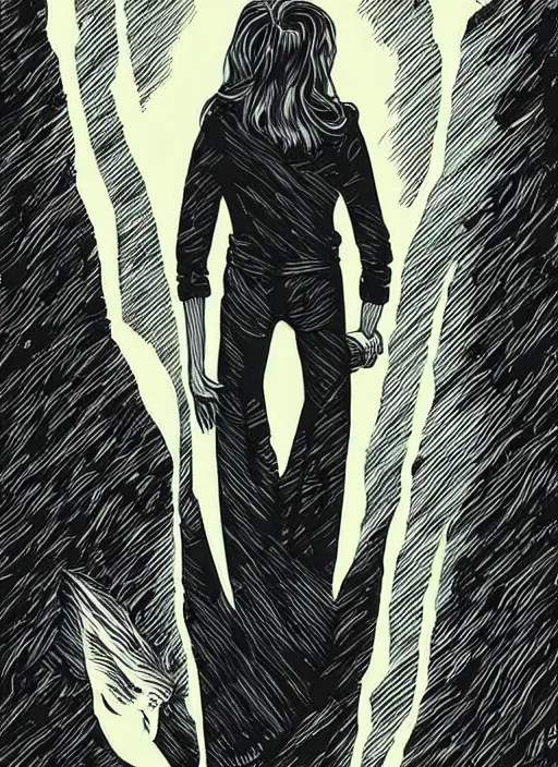 Prompt: twin peaks movie poster art by becky cloonan